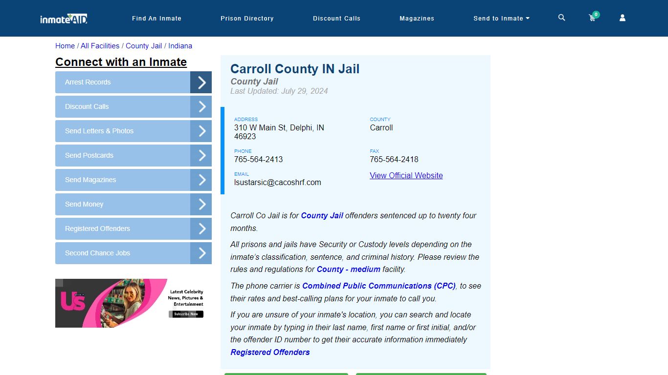 Carroll County IN Jail - Inmate Locator